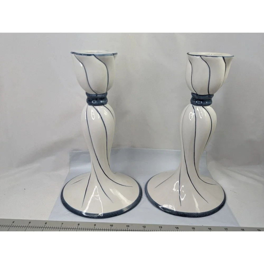 Candle Stick Holders Twist Spiral Italy Numbered‎ 9.75 Inch